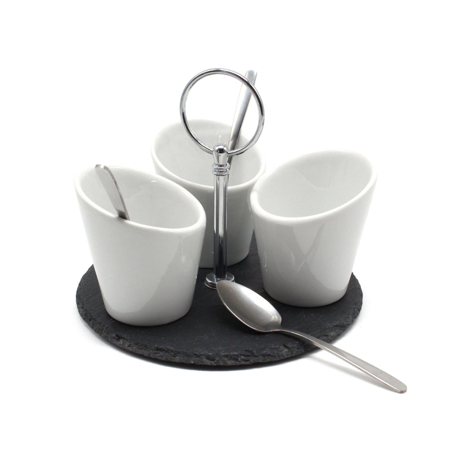 Snack Diping Cups Slate Tray Ceramic Appetizer Tapas Serving