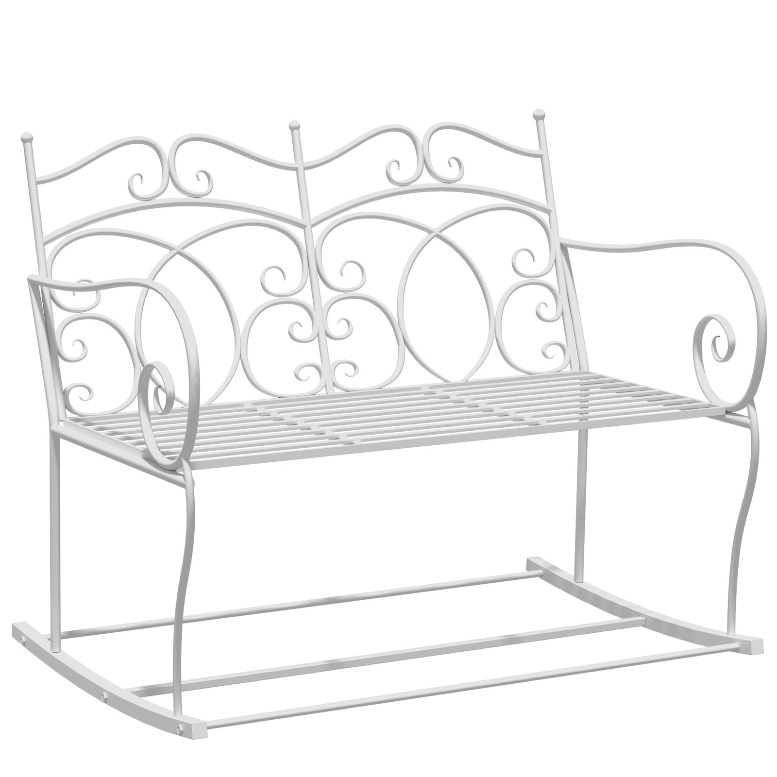 2-seat Rocking Chair Patio Bench, Antique Metal