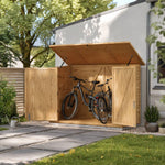 Outdoor Fir Wood Bicycle & Garden Shed – Sloped Asphalt Roof, Lockable Door, Natural Wood, Floor Included | Medium | Natural
