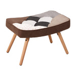 Colour Block Upholstered Wingback Armchair With Footstool