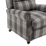 Modern Linen Upholstered Push Back Recliner Armchair With Adjustable Backrest & Hidden Footrest | Grey