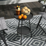 Round Garden Table, 2-tier Metal Patio Table Coffee Table