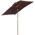 2x1.5m Wooden Patio Umbrella Parasol | Brown