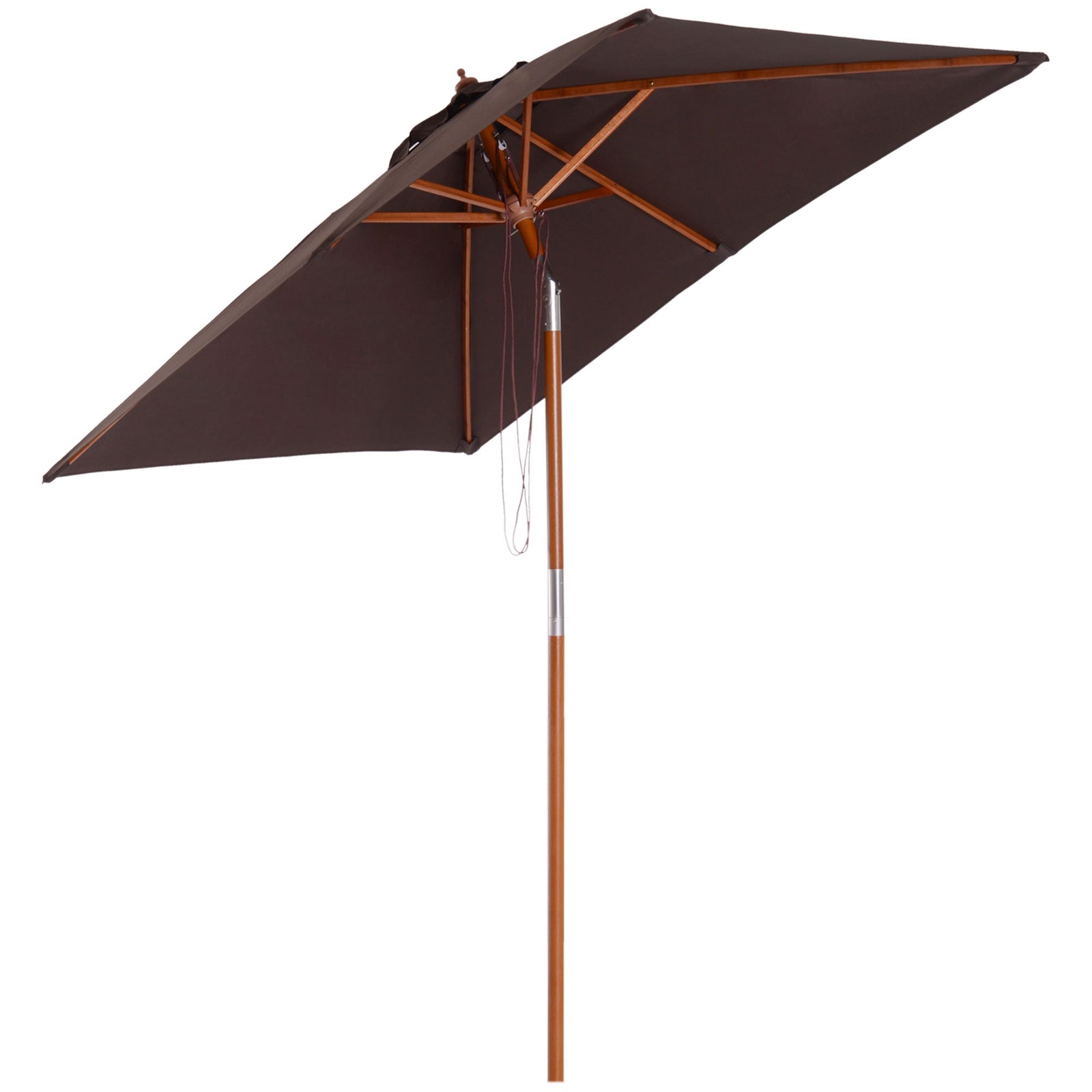 2x1.5m Wooden Patio Umbrella Parasol | Brown