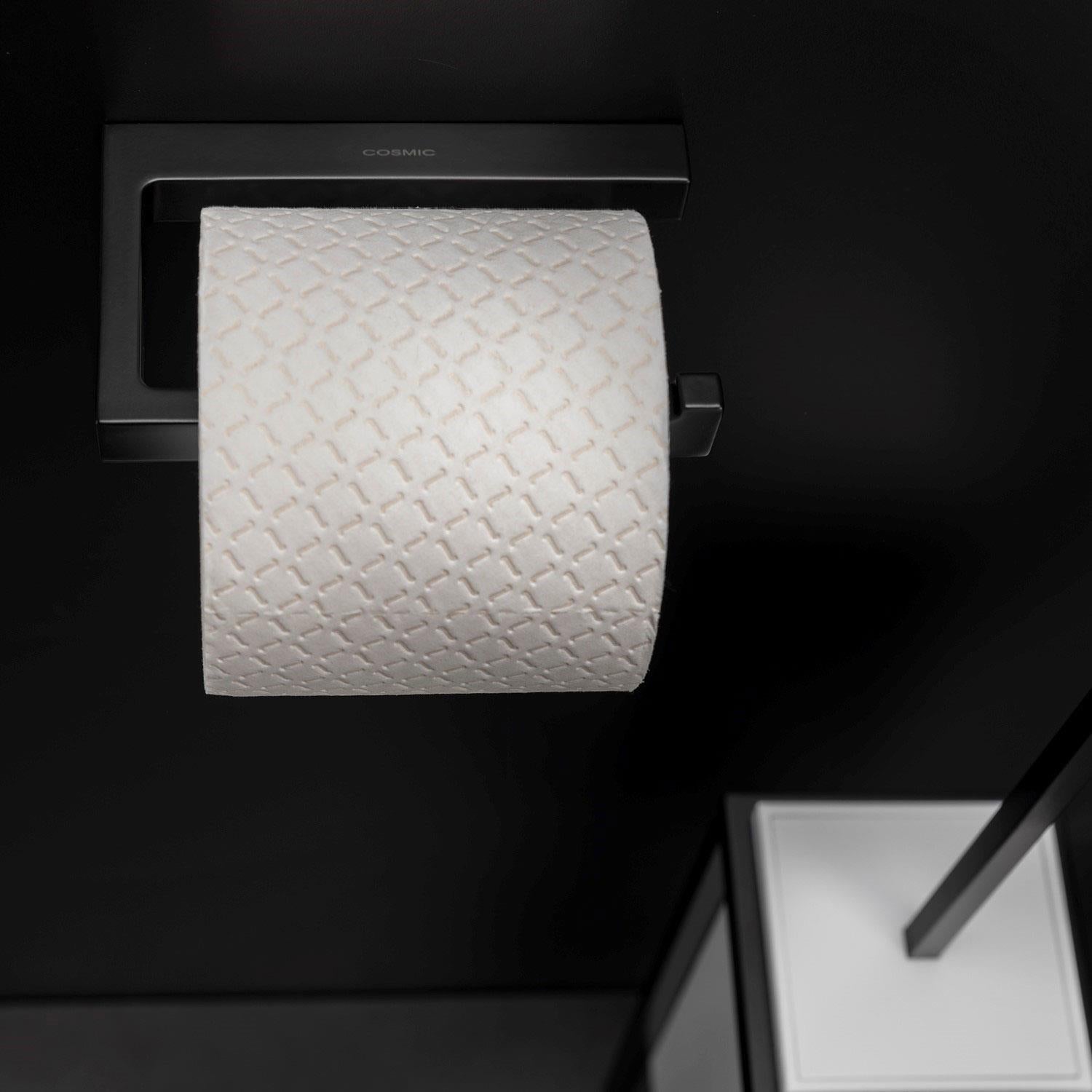 Toilet Roll Holder, Black Matt, Wall-mounted, 8,5 Cm. Collection The Grid
