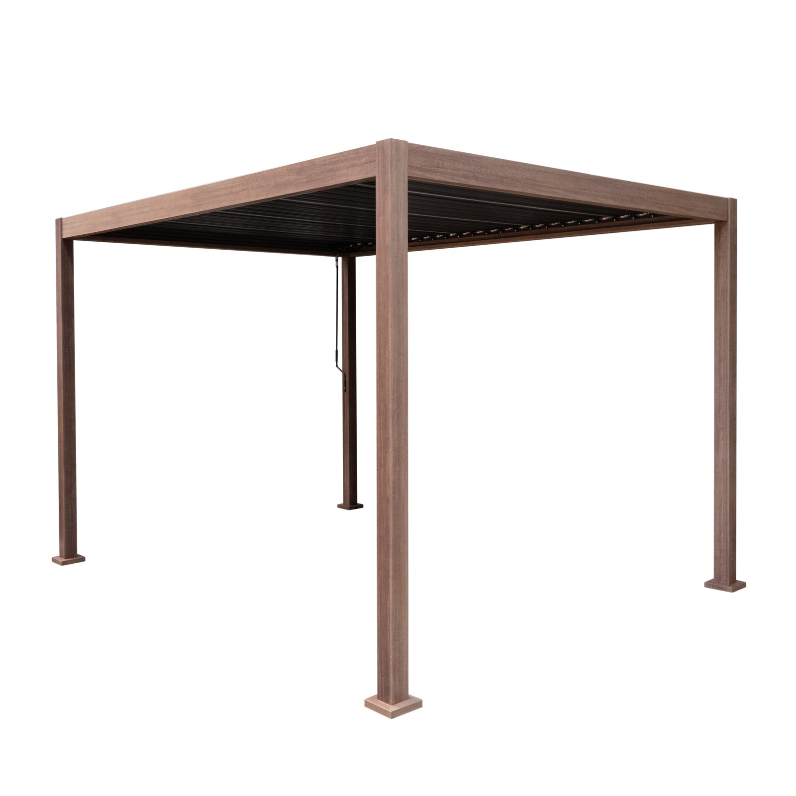 Wood Effect Aluminium Pergola | 3m x 3m | Brown