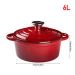 Enameled Cast Iron Dutch Oven With Lid, Heavy-duty Round Casserole Pot, Oven Safe Up To 500°f | 6L | Red