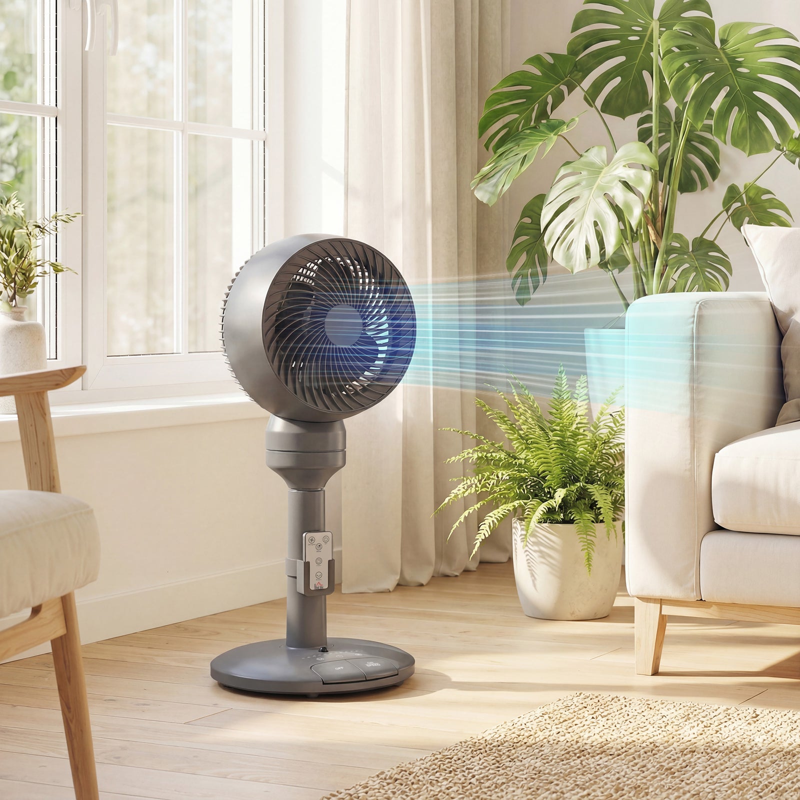 9" Pedestal Cooling Fan With Adjustable Speed And Mode | Grey