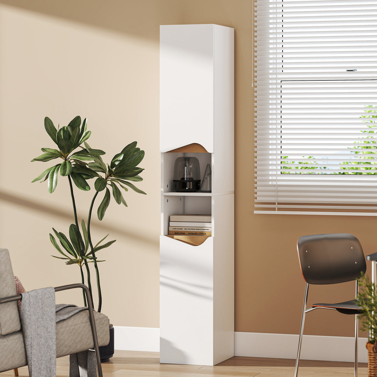 HOMCOM Slim Bathroom Storage Cabinet, Tall Bathroom Cabinet With 2 Doors