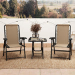 3 Pieces Folding Garden Bistro Set With Cup Holders | Khaki