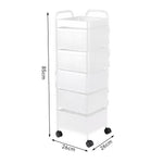 5-tier Rotating Kitchen Storage Cart Square White Organizer Shelf Trolley With Wheels