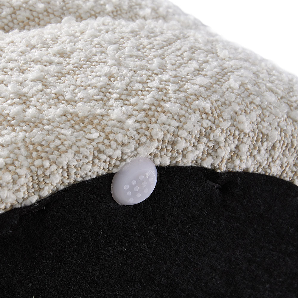 Beige Upholstered Round Storage Ottoman For Bedroom Living Room And Makeup Room