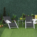 3 Pieces Lounge Chair Set Garden Sunbathing Chair W/ Table | Black