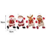 4 Pieces Christmas Tree Ornament Snowman Santa Claus Elk And Bear Shape Xmas Dolls
