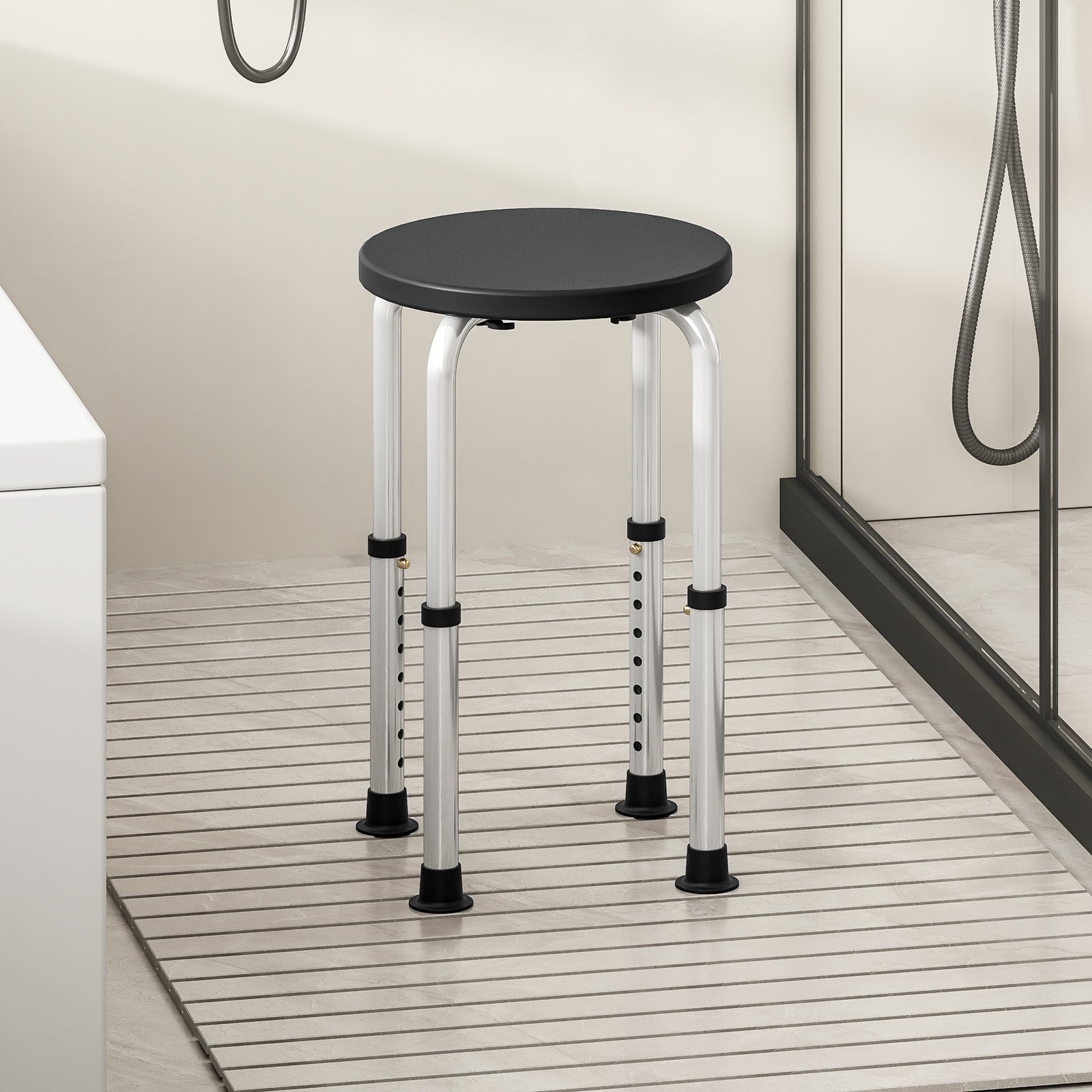 Bath Chair Height Adjustable Shower Seat For Elderly | One Size | Black
