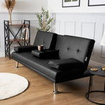 Faux Leather Click Clack Sofa Bed - 2 Seater | Black