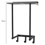 Towel Rack Wall Mounted Shelf Bathroom Storage Holder With Hooks Black | Black
