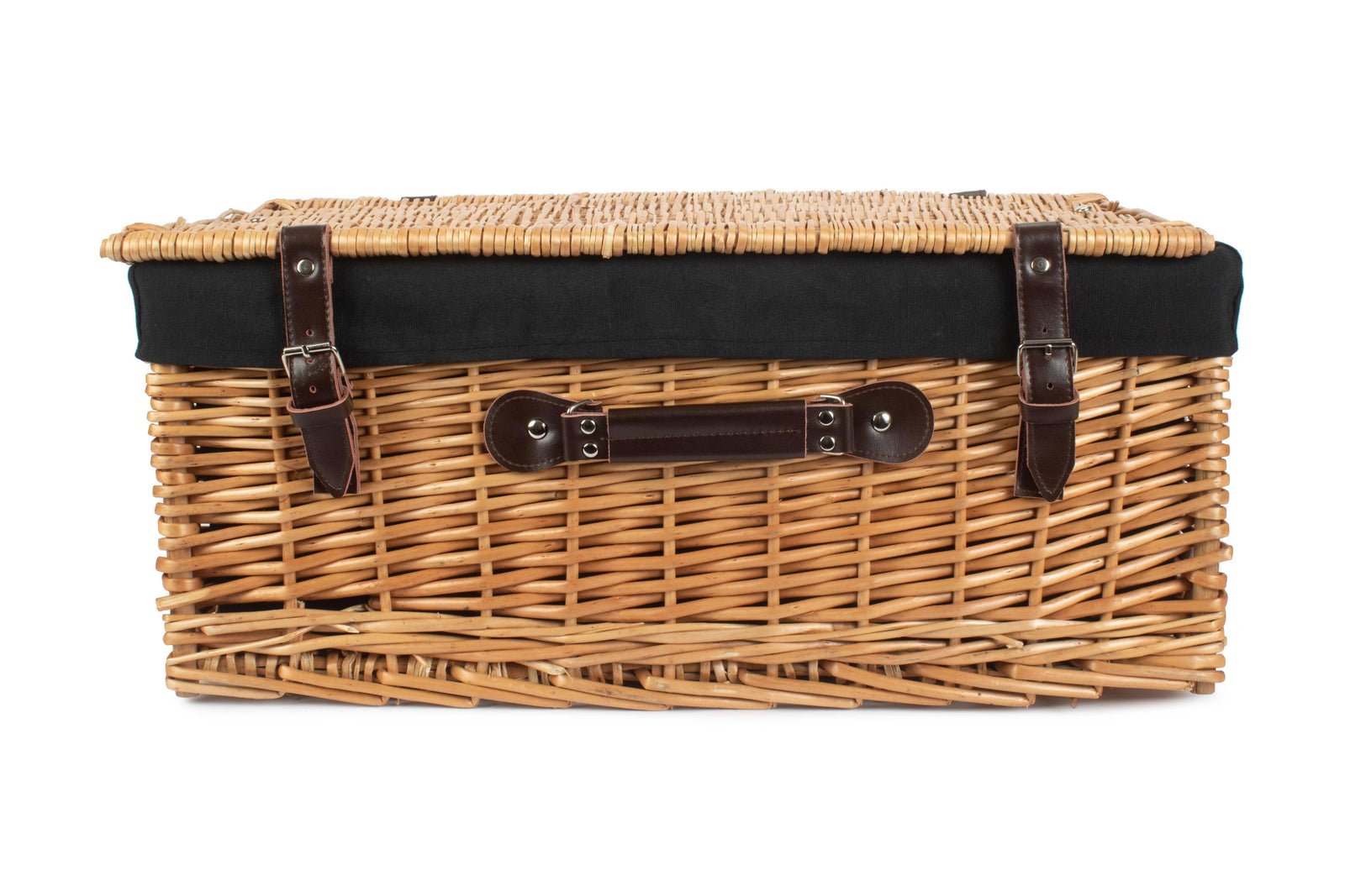 Wicker 55cm Buff Empty Picnic Basket Unlined | Black