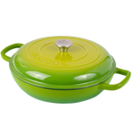 Shallow Cast Iron Casserole Pot With Lid  - 30cm , 3.7-quart | Green