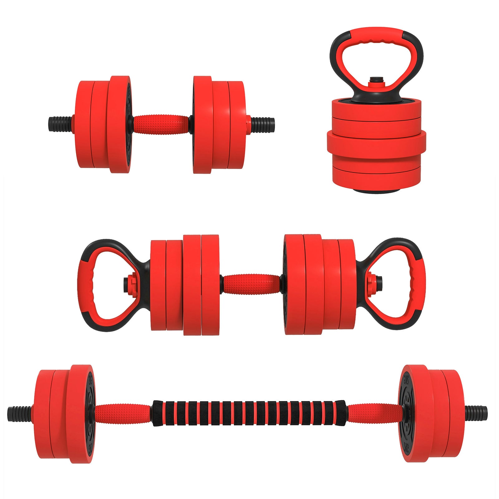 4-in-1 Weight Dumbbells Set Barbell | 20kg | Red
