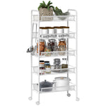 5 Tier Rolling Cart, Mesh Baskets White