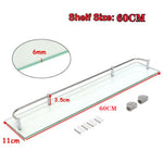 60cm Glass Shelf Tempered Glass 6mm Thick Storage Organizer Wall Mounted Bathroom