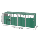 4 Bin Storage Shed – Heavy-duty Galvanized Steel Outdoor Bin Store With Lift-up Lids & Lockable Doors | Green