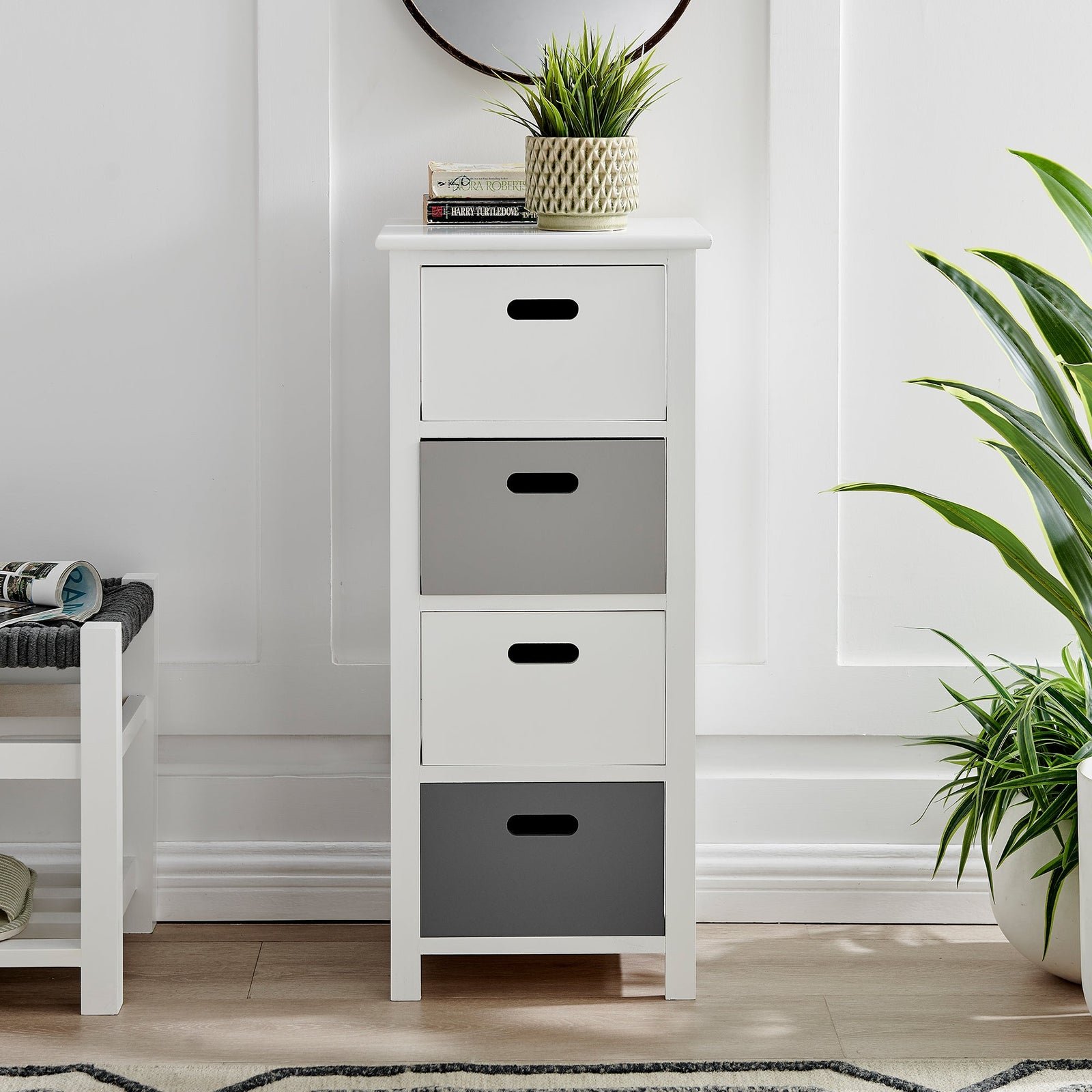 Nina 4 Drawer Storage Unit - White/grey