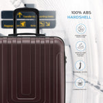 56x45x25cm Large Cabin Carry On Case - Overhead Luggage Suitcase - 4 Spinner Wheels - Abs Hard Shell Cabin Bag | Cabin | Burgundy