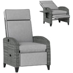 Outdoor Recliner Chair W/ Cushion Rattan Reclining Lounge