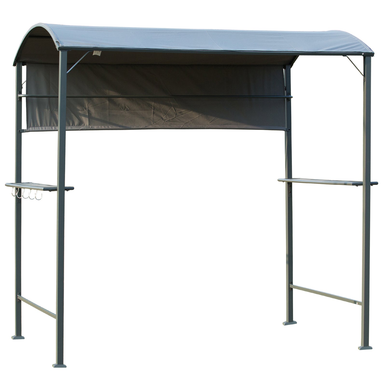 7ft Outdoor Double-tier Bbq Grill Canopy Gazebo With 2 Shelf