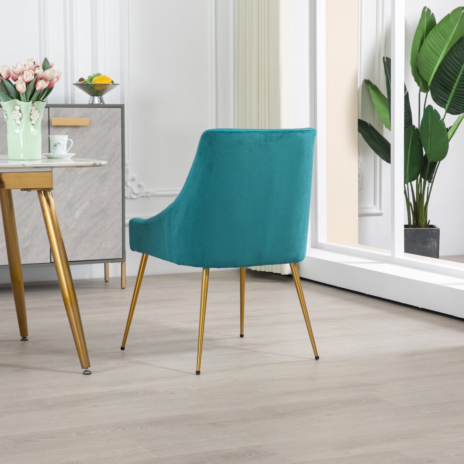 Set Of 2 Lograto Velvet Dining Chairs | Teal