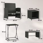 6 Piece Rattan Garden Furniture Set With Nesting Tables | Black
