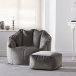 Sirena Scallop Chair Bean Bag & Footstool | Charcoal