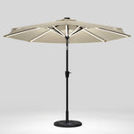 3m Solar Led Patio Umbrella, Outdoor Parasol With 16 Led Tubes, Crank Lift & Push Button Tilt With Cement Base | One Size | Beige