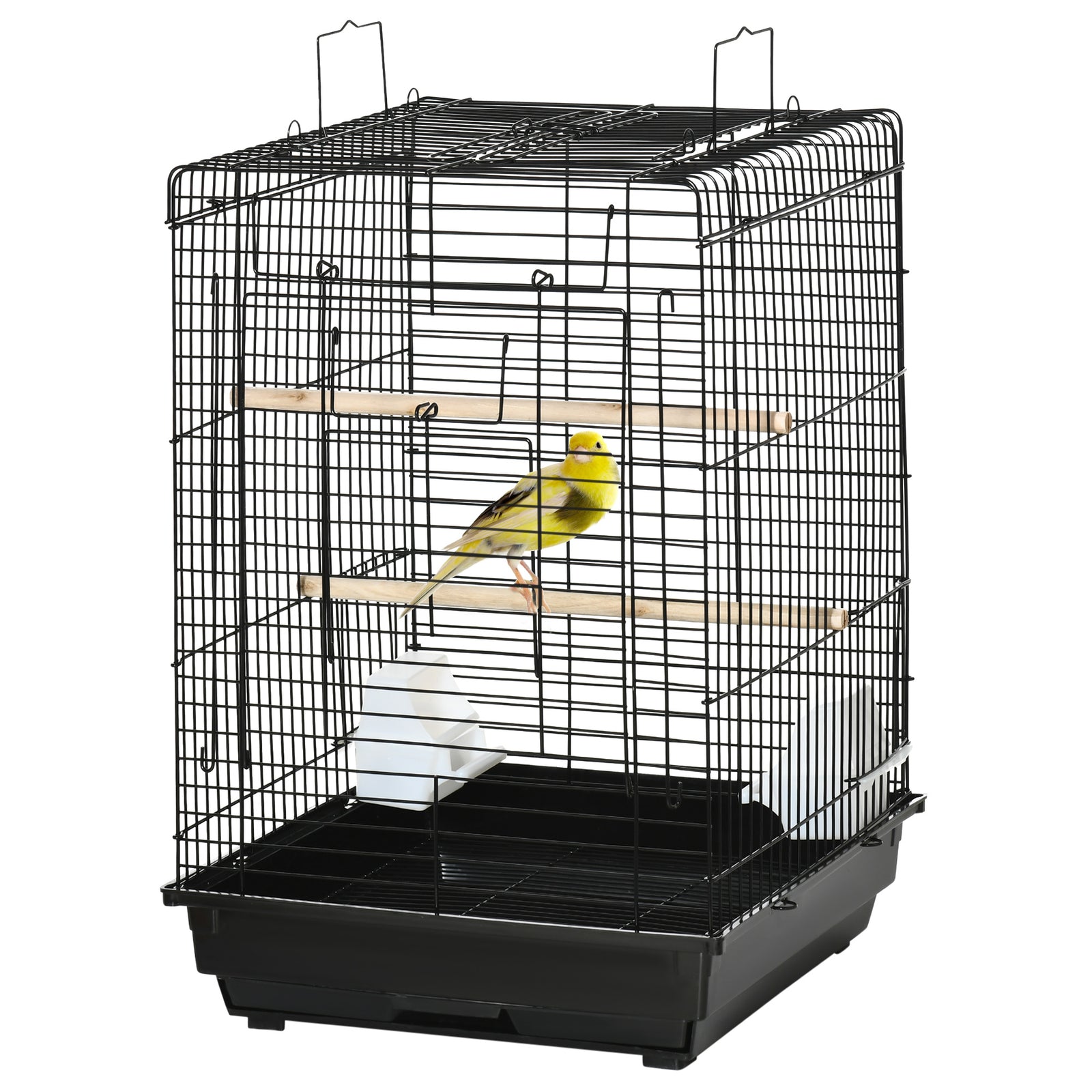 59cm Bird Cage With Openable Top, Stand, Tray, Handles, Feeding Bowls