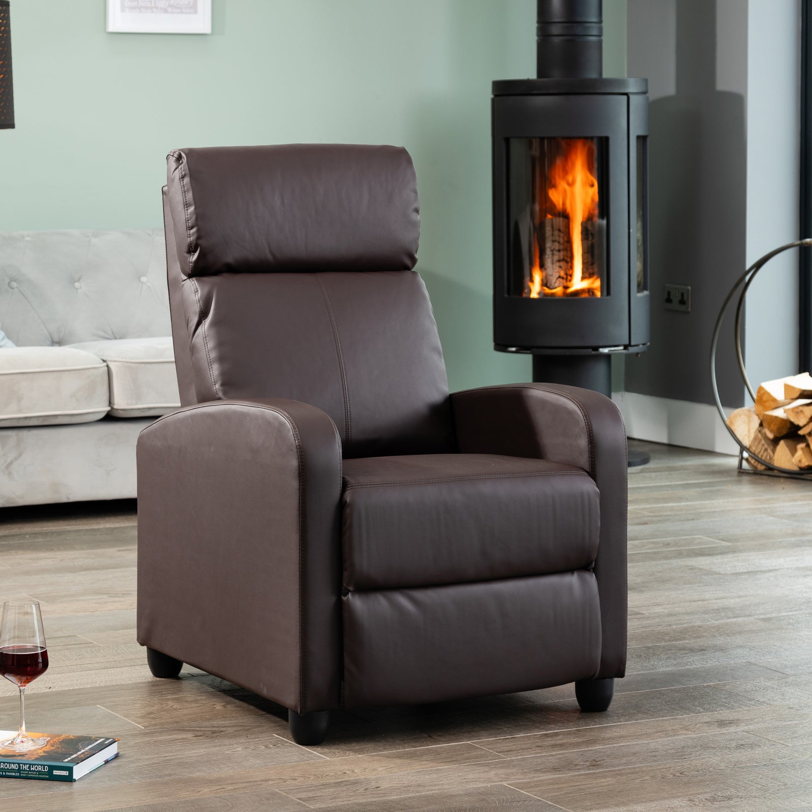 Henderson Manual Push Back Recliner Armchair | Brown