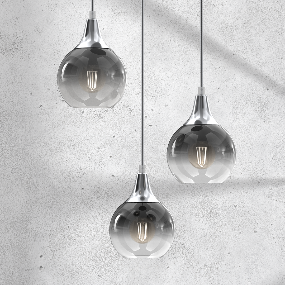 Monte Hand Made Circular Designer Pendant Lamp Smoked Glass Shades
