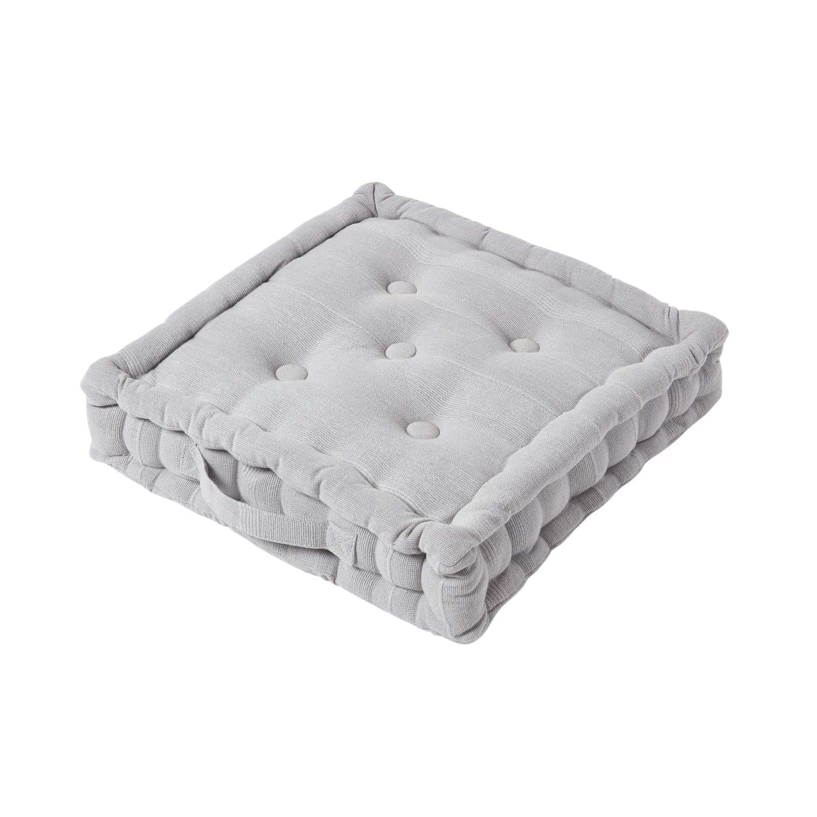 Rajput Ribbed Cotton Floor Cushion | 40cm x 40cm | Silver Grey