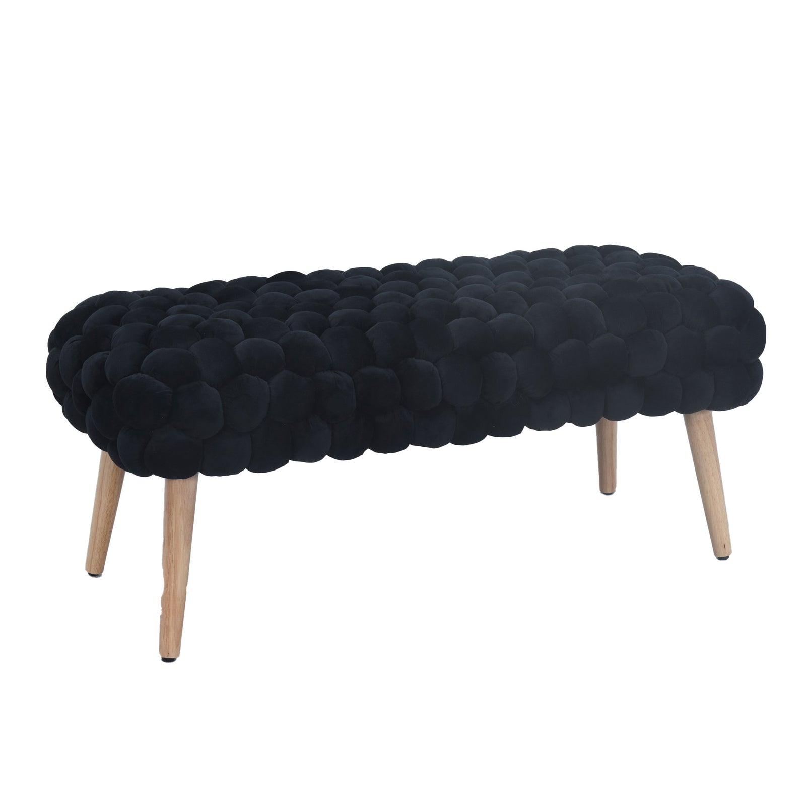 Cushla Bubbly Velvet Large Footstool | Black