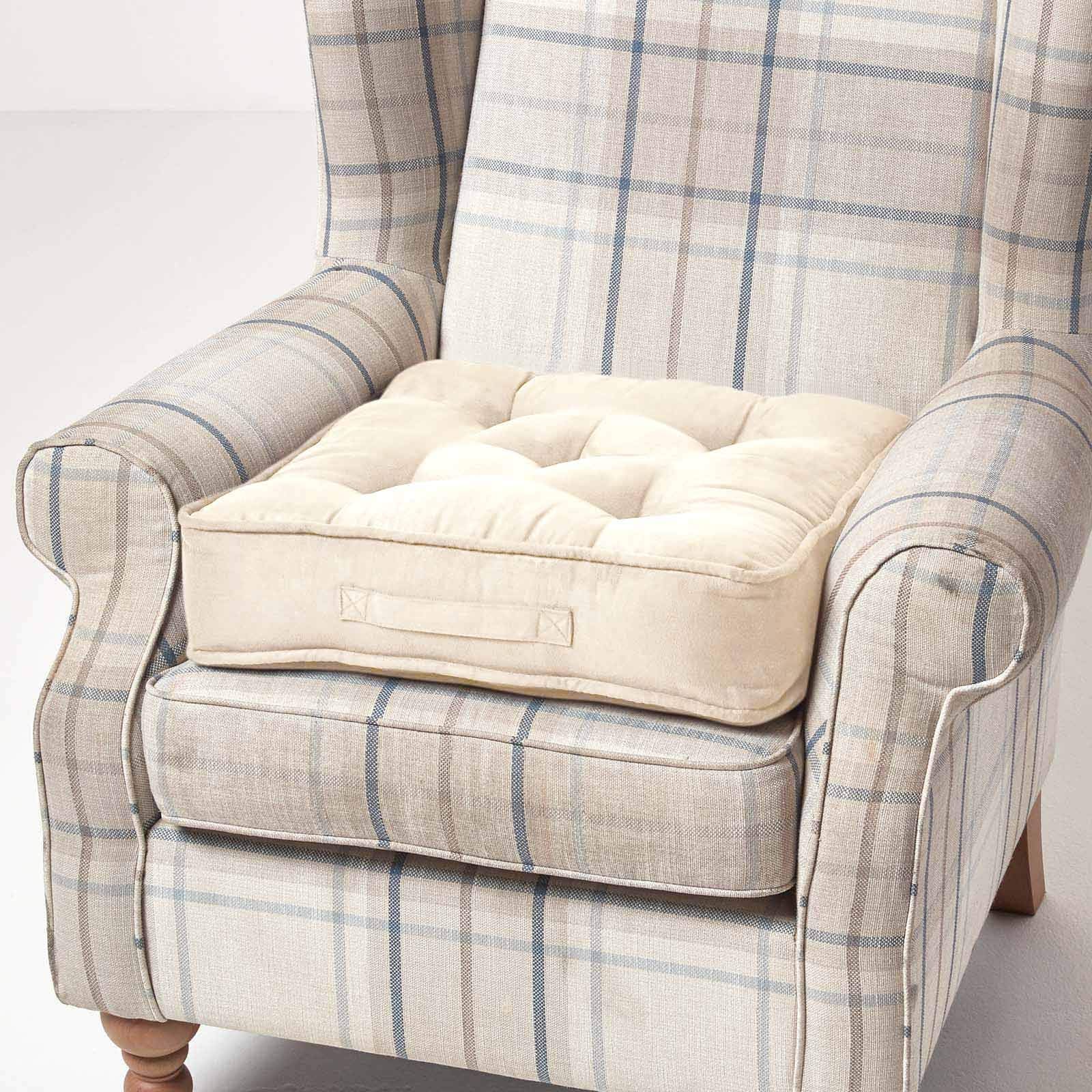 Faux Suede Armchair Booster Cushion | 50cm x 50cm | Cream
