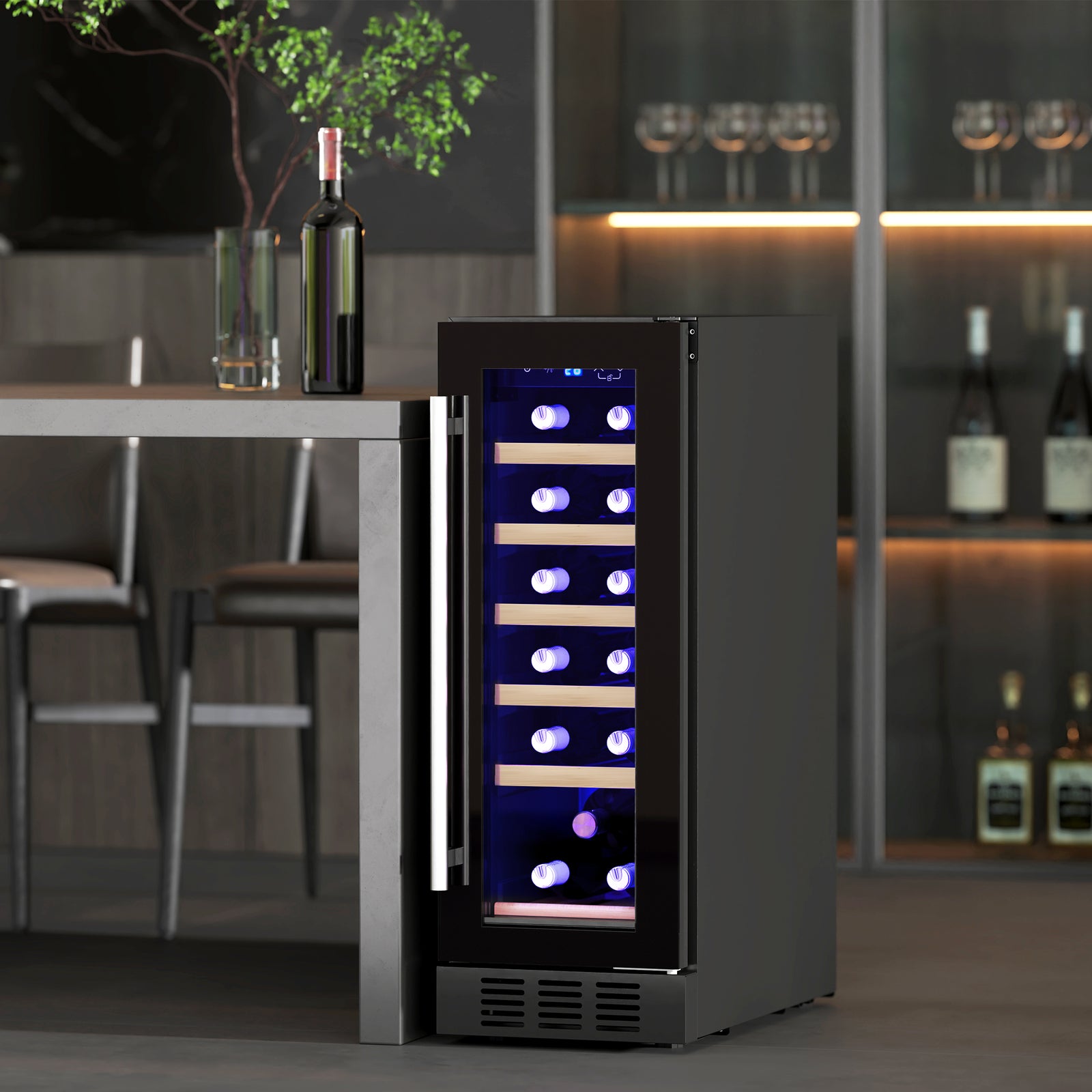Freestanding / Built-in Wine Cooler Fridge, 19 Bottle