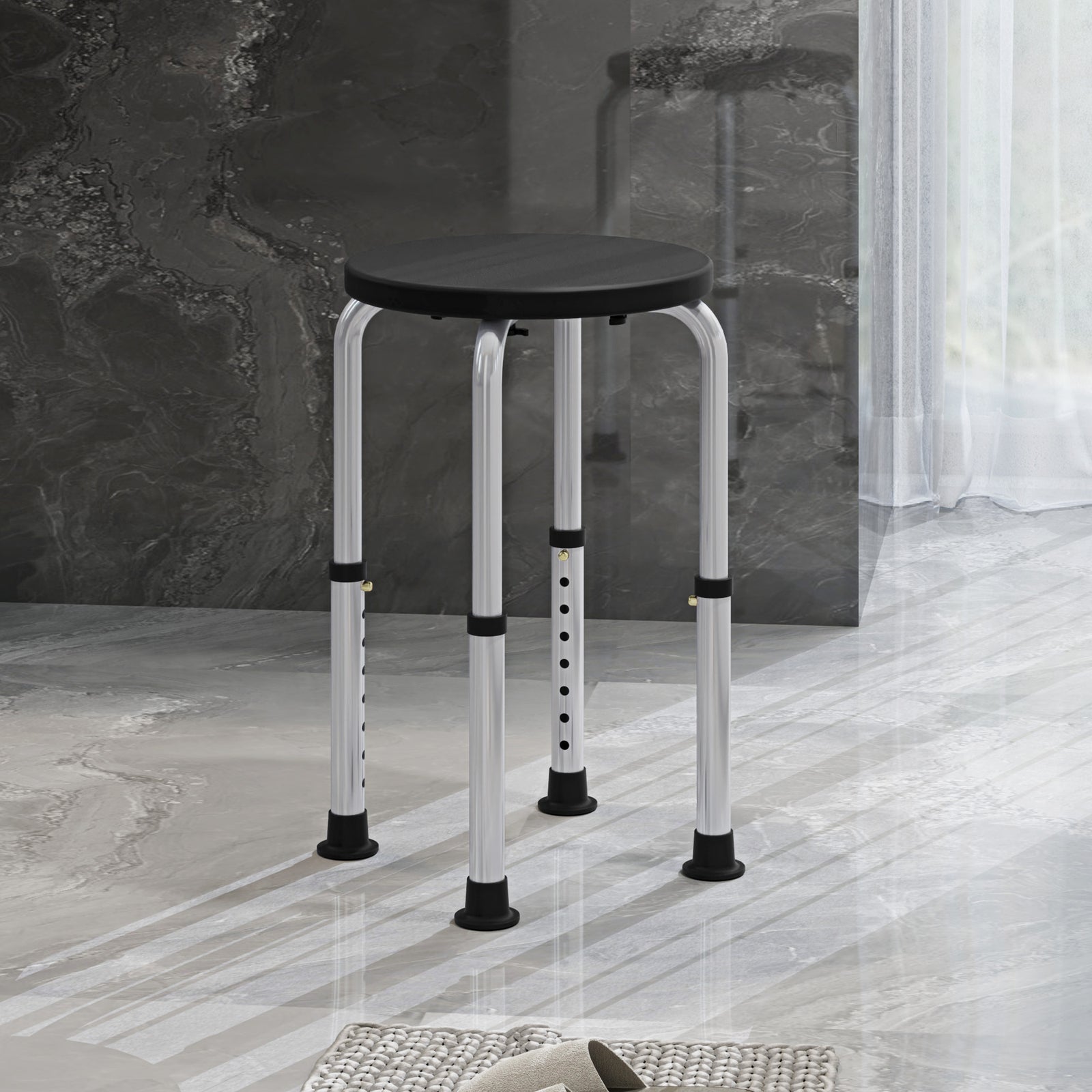 Bath Chair Height Adjustable Shower Seat For Elderly | One Size | Black