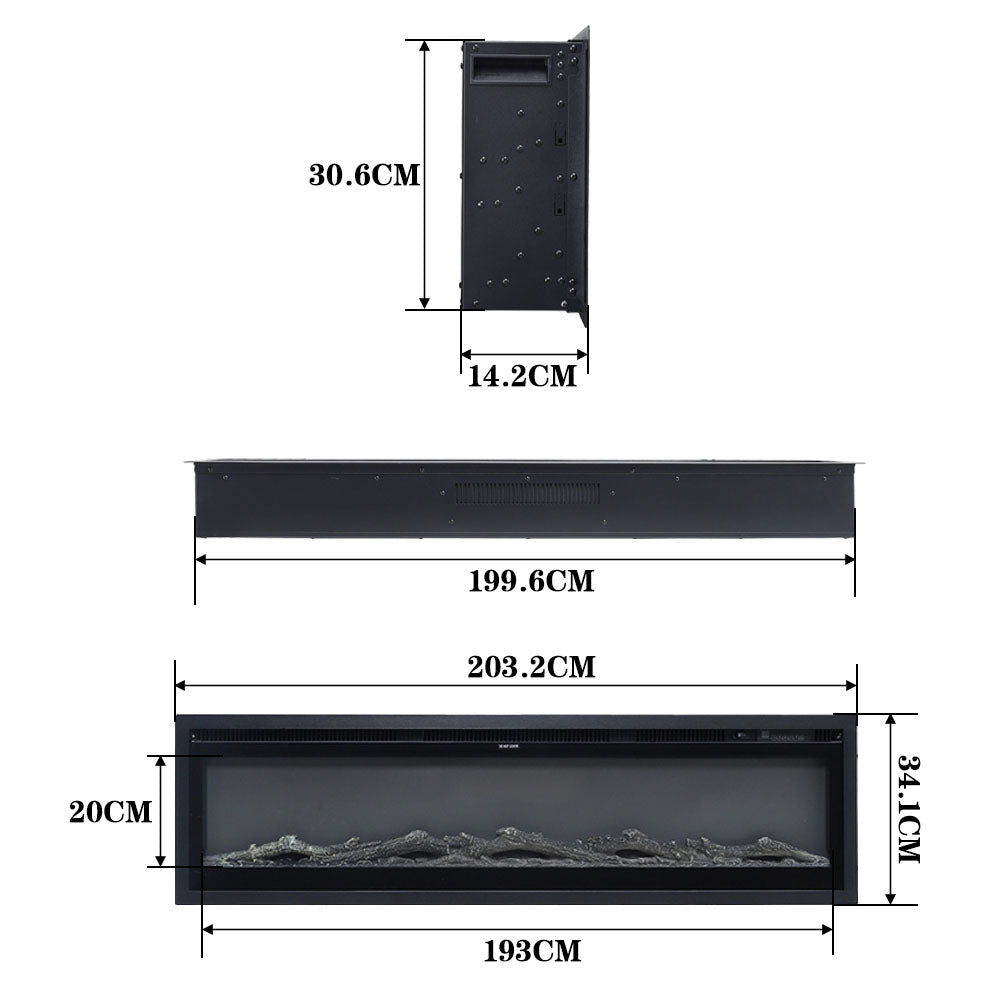 80/100-inch Electric Fireplace Heater,900w/1800w With Remote Control And 12 Flame Colors | Large