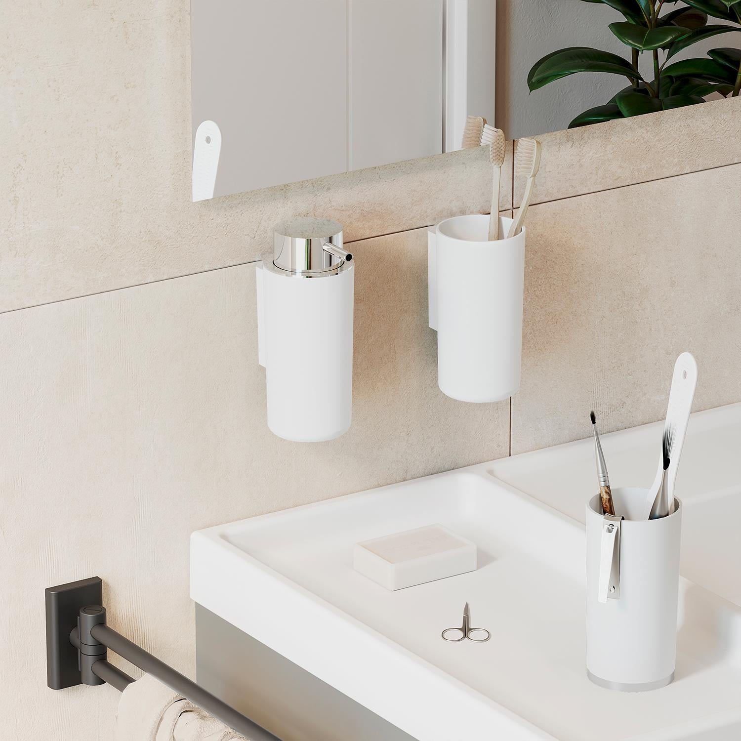 Toothbrush Holder Screw-in Or Self-adhesive Chrome Silver Next Collection