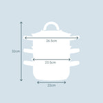 3 Tier Stainless-steel Steamer Pan | 22cm | Silver