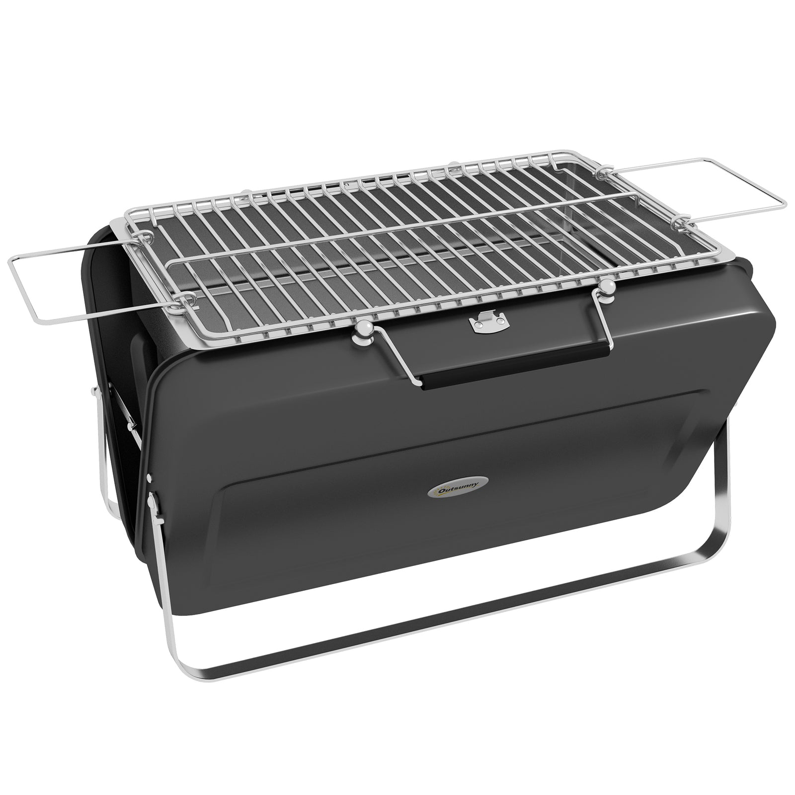 Charcoal Bbq, Portable Trolley, W/ Lid, Chimney