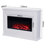 Recessed Electric Fireplace With Mantel, 1500w White Led Heater With Realistic Flame, 5-level Brightness & Remote Control