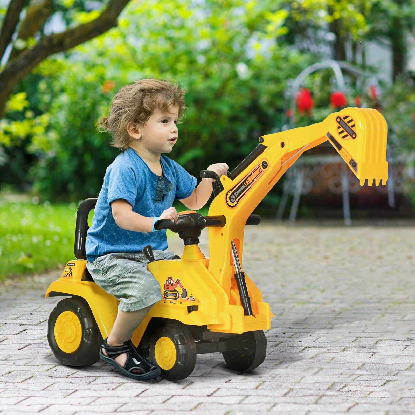 2 In 1 Kids Ride On Tractor With Buckle, For 1.5-4 Years Old, Yellow