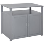 Wood Cat Litter Box Enclosure Furniture W/ Adjustable Interior Wall | Gray